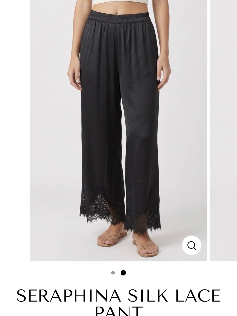 Silk Lace Straight-Leg Pants - Black